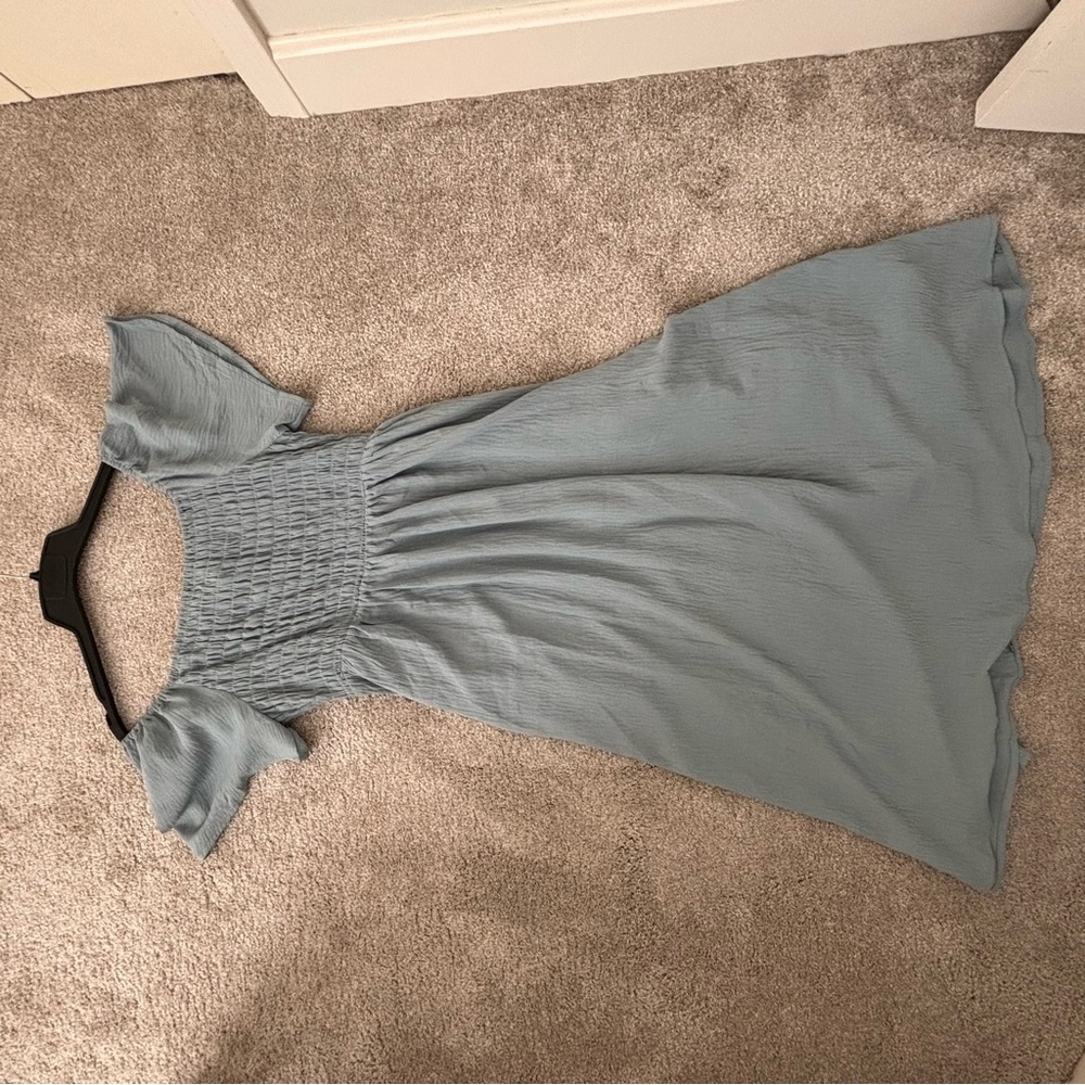 Light Blue Flutter Sleeve Dress